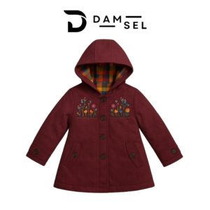 floral burgundy hoodie coat