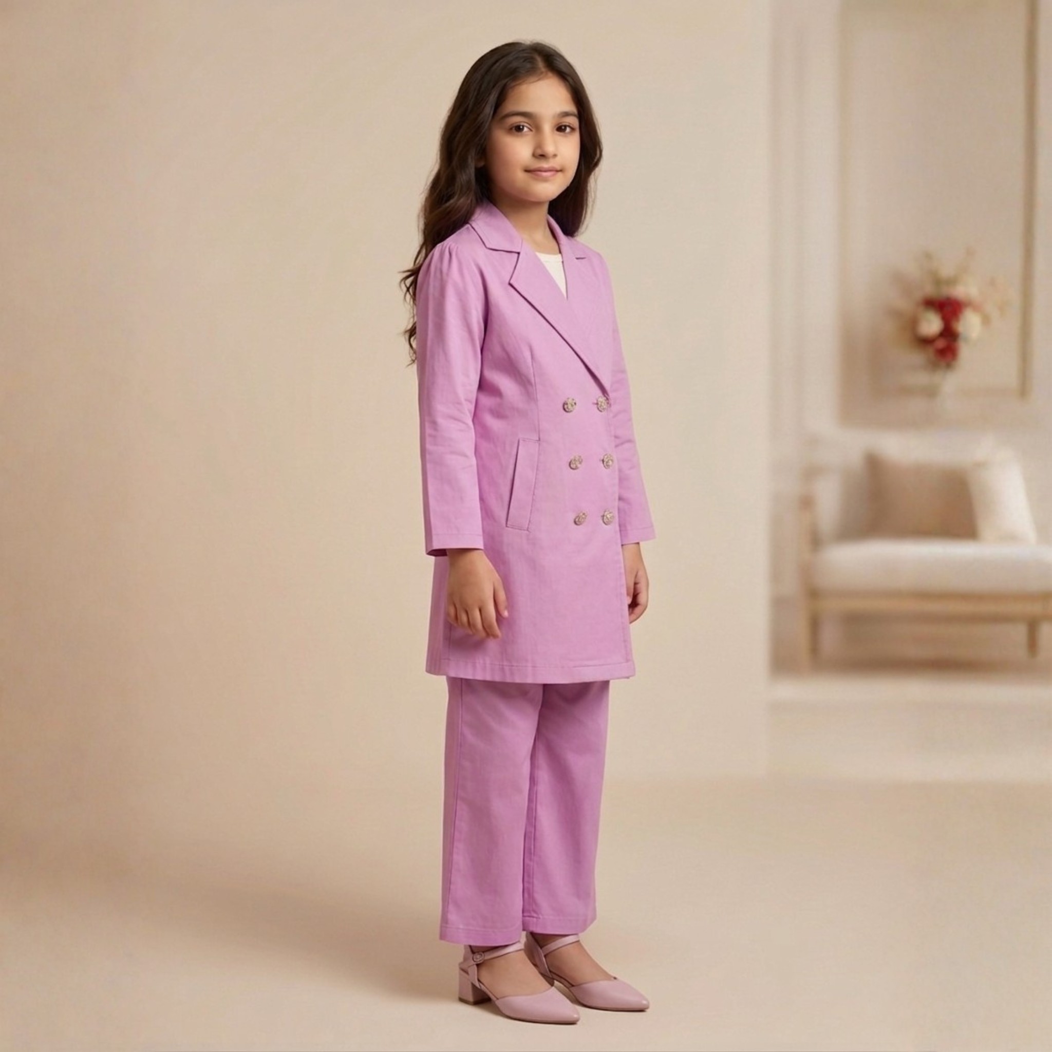 damsel kids light pink 3 piece coat set with inner shirt – stylish casual outfit damsel kids light pink 3 piece coat set with inner shirt – stylish casual outfit