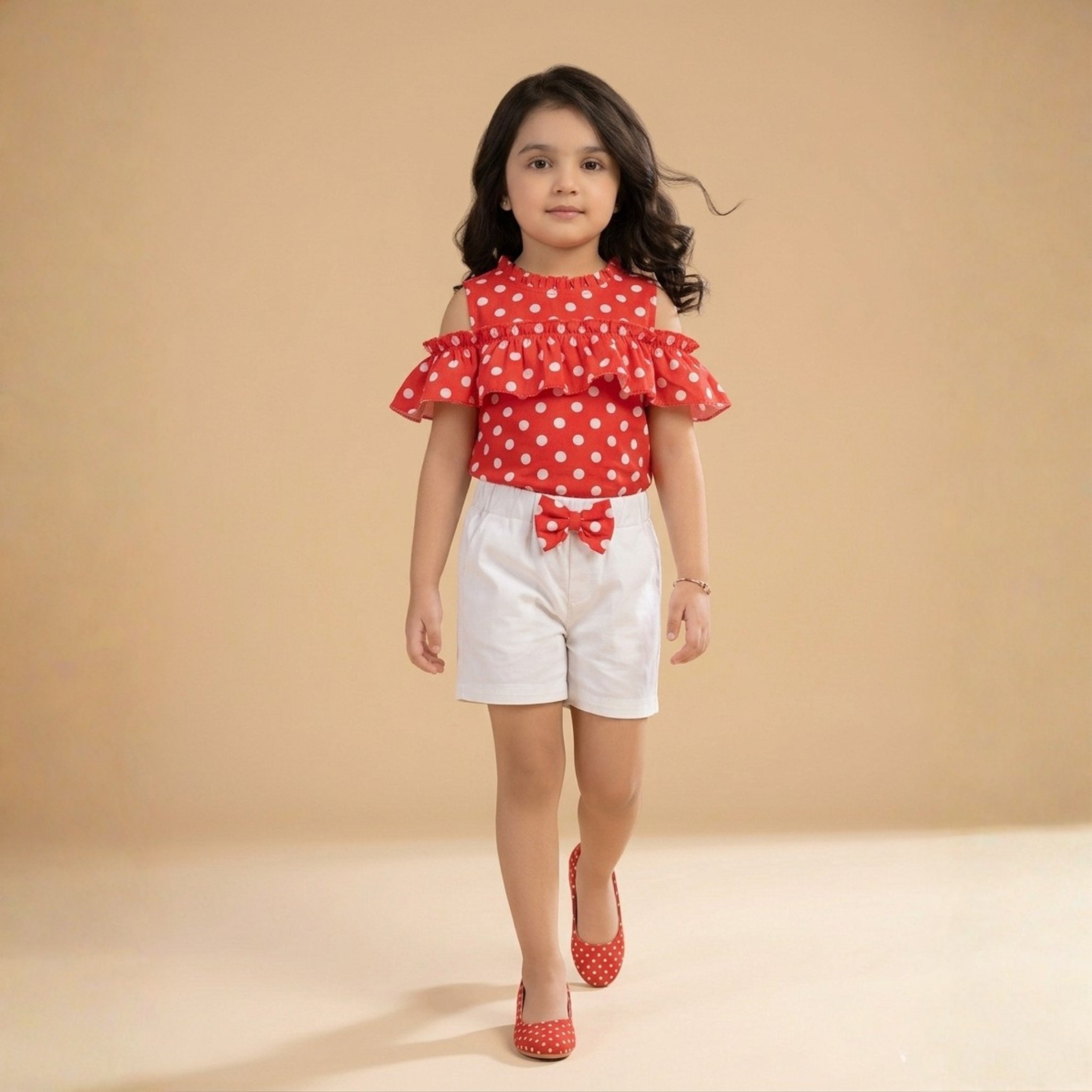 damsel kids red polka dot off shoulder cotton short set – summer outfit damsel kids red polka dot off shoulder cotton short set – summer outfit
