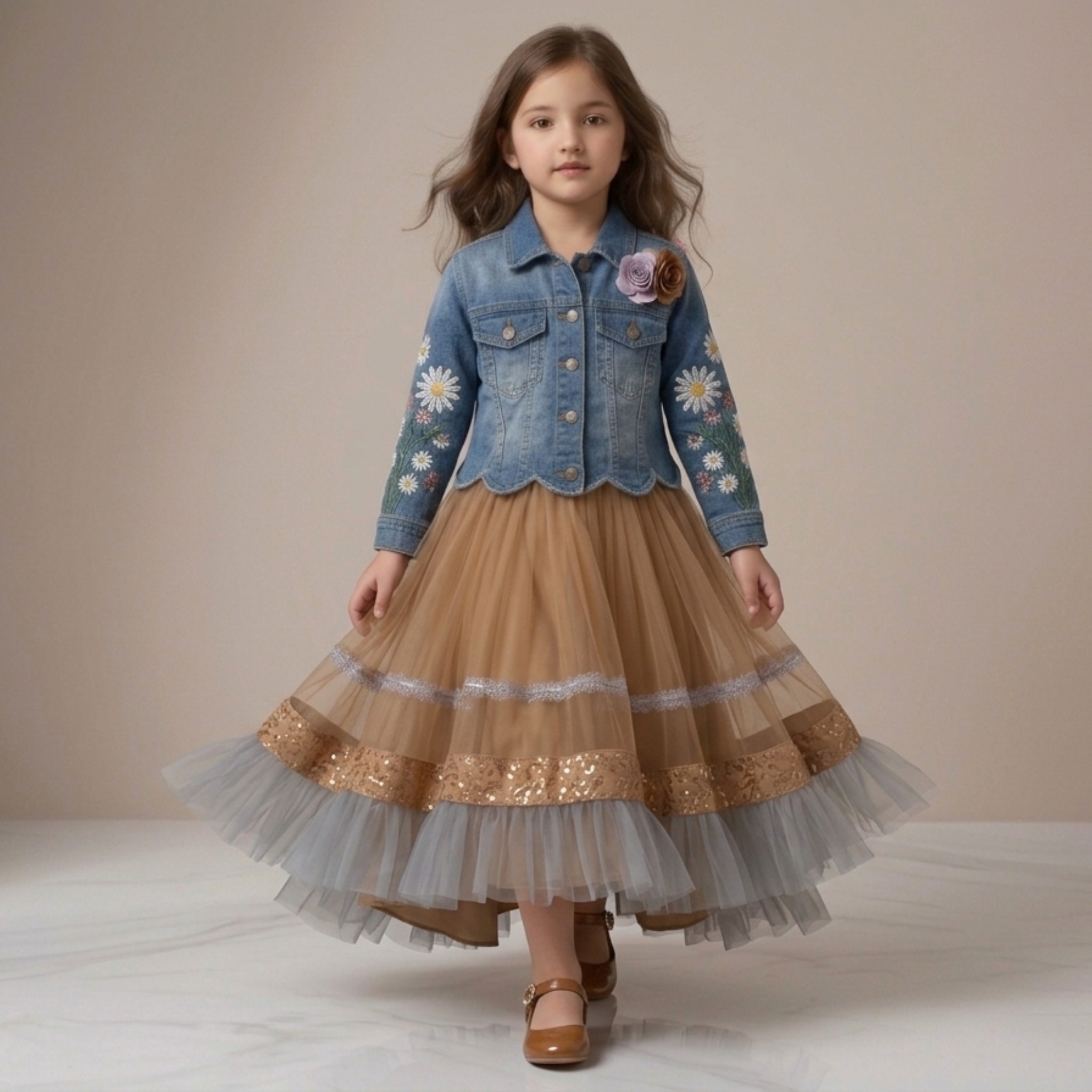 damsel kids soft net frock with embroidered denim jacket – stylish party outfit for girls damsel kids soft net frock with embroidered denim jacket – stylish party outfit for girls