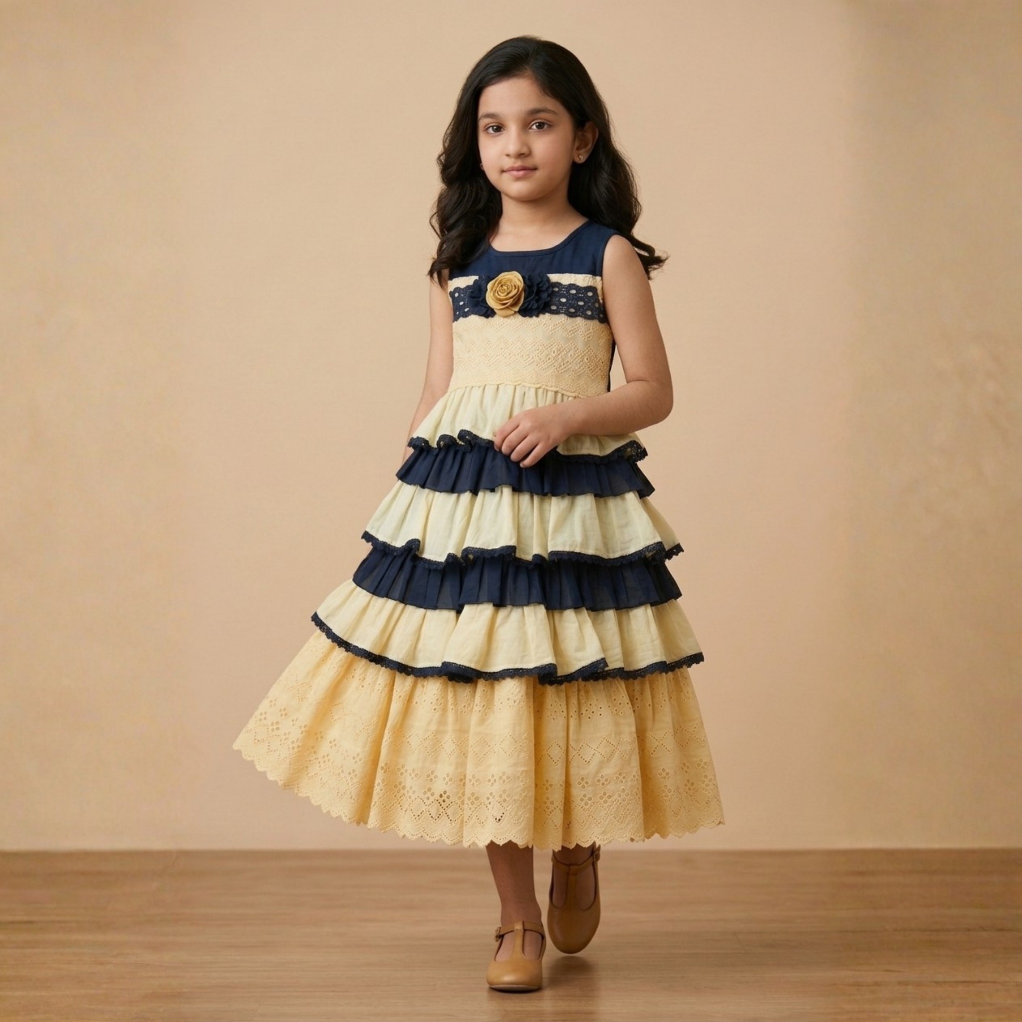 damsel kids yellow & white layered fancy frock – party wear frill dress for girls damsel kids yellow & white layered fancy frock – party wear frill dress for girls