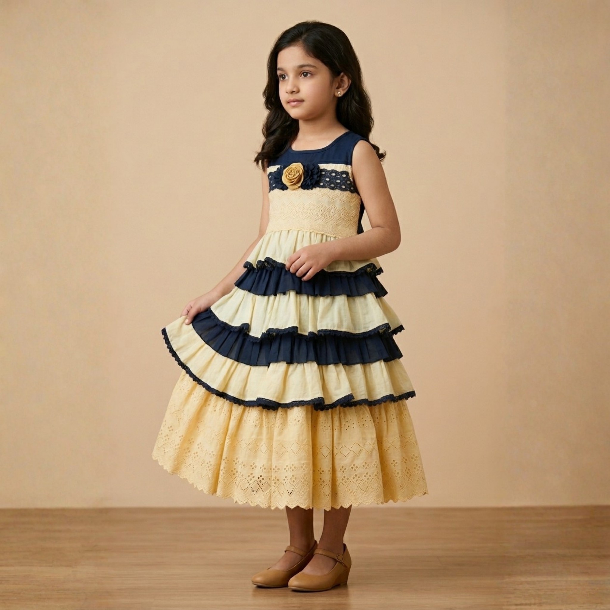 damsel kids yellow & white layered fancy frock – party wear frill dress for girls damsel kids yellow & white layered fancy frock – party wear frill dress for girls