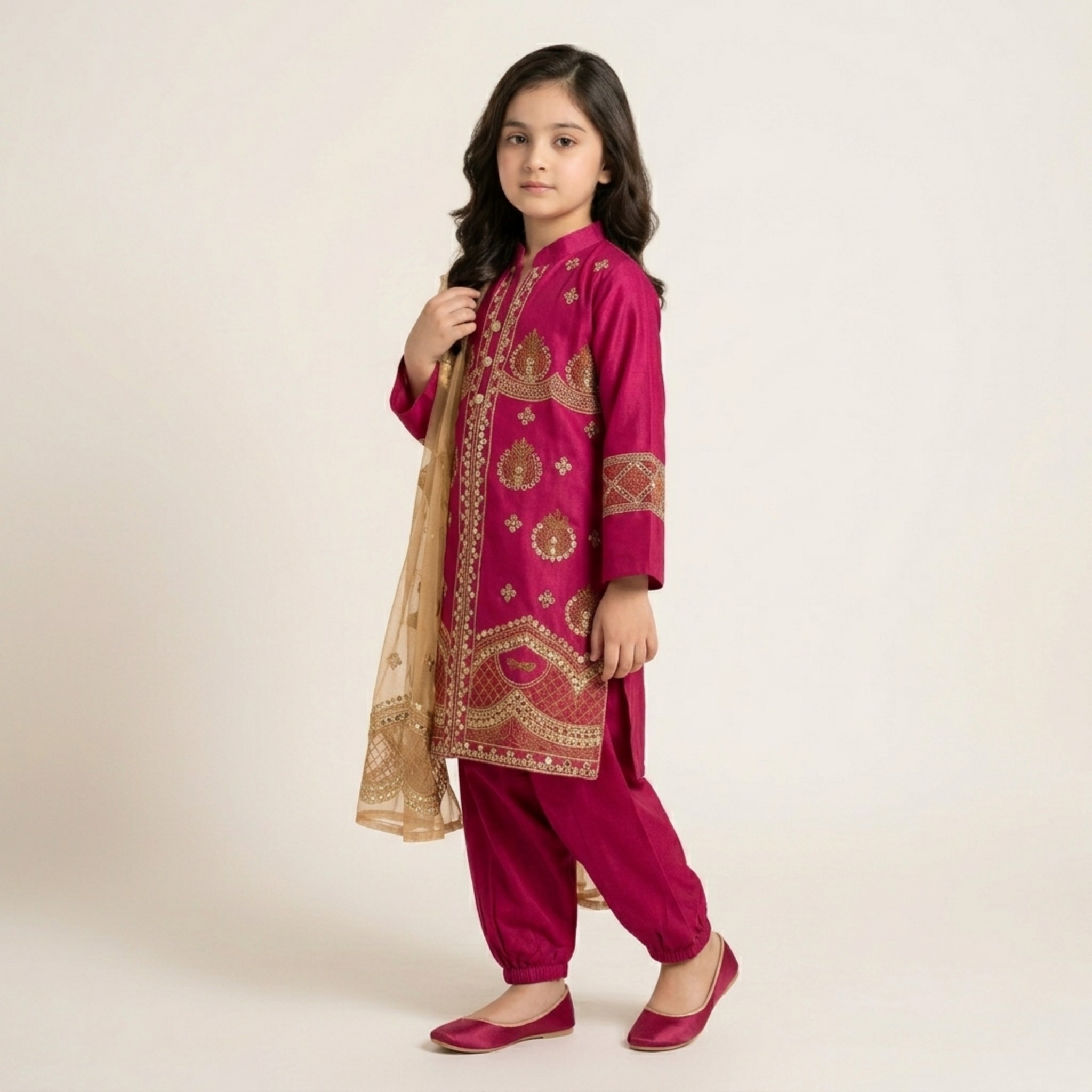 damsel kids red & gold embroidered shalwar kameez with dupatta – festive eastern wear damsel kids red & gold embroidered shalwar kameez with dupatta – festive eastern wear