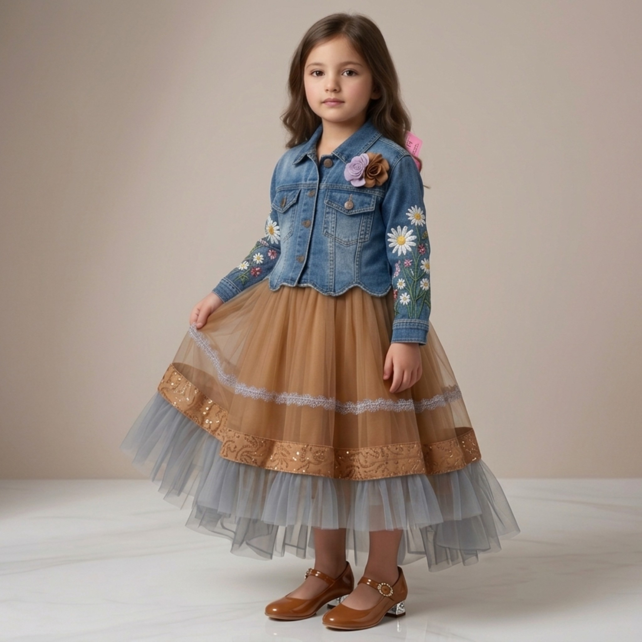 damsel kids soft net frock with embroidered denim jacket – stylish party outfit for girls damsel kids soft net frock with embroidered denim jacket – stylish party outfit for girls