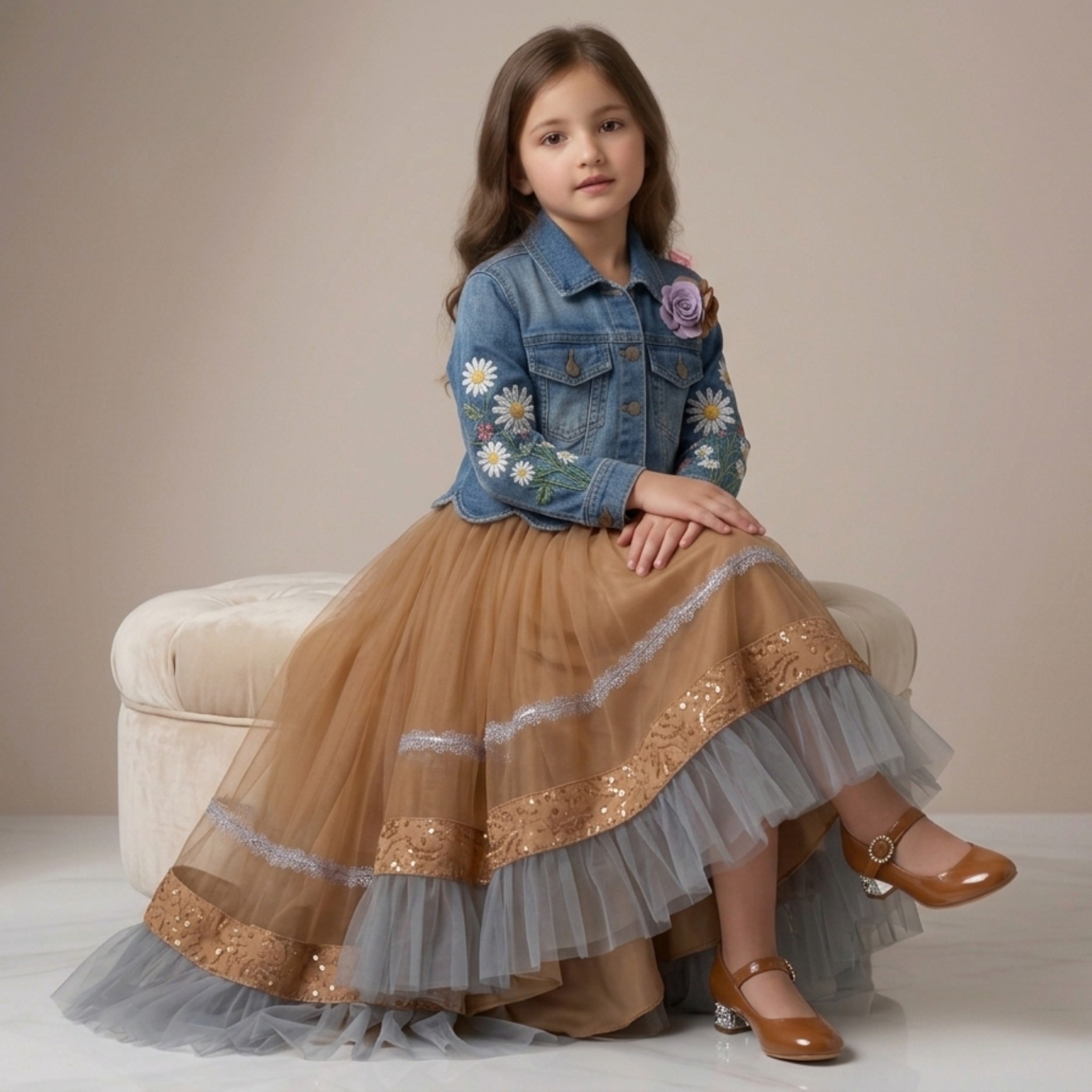 damsel kids soft net frock with embroidered denim jacket – stylish party outfit for girls damsel kids soft net frock with embroidered denim jacket – stylish party outfit for girls
