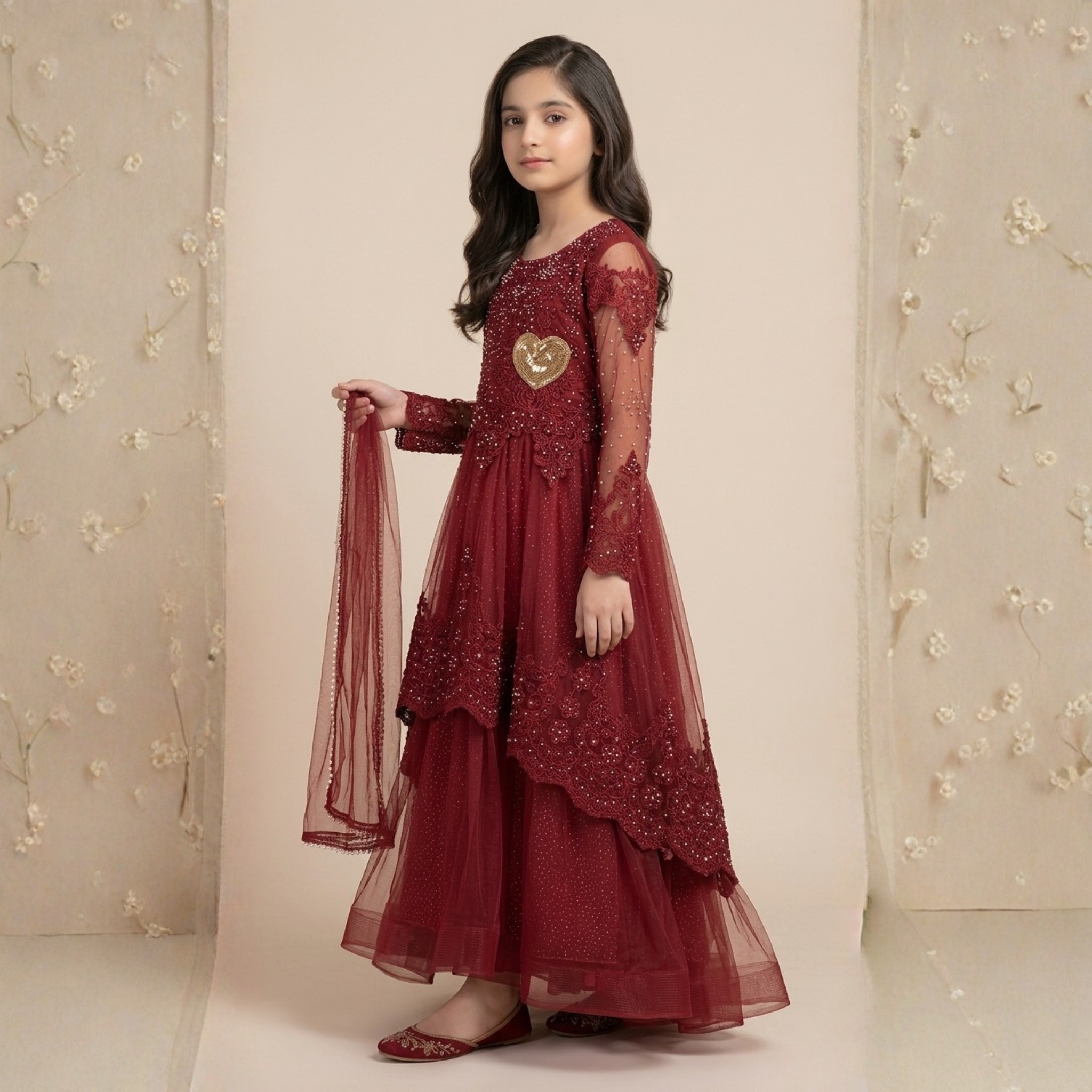 damsel kids maroon unicorn net frock with pants – glitter party dress for girls damsel kids maroon unicorn net frock with pants – glitter party dress for girls