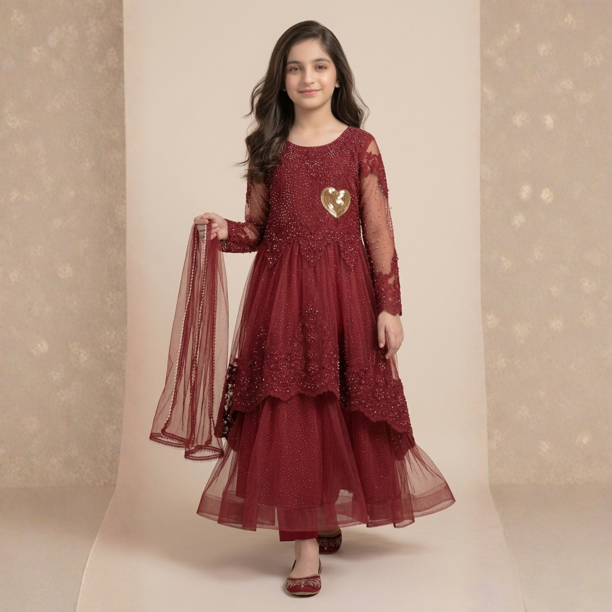 damsel kids maroon unicorn net frock with pants – glitter party dress for girls damsel kids maroon unicorn net frock with pants – glitter party dress for girls