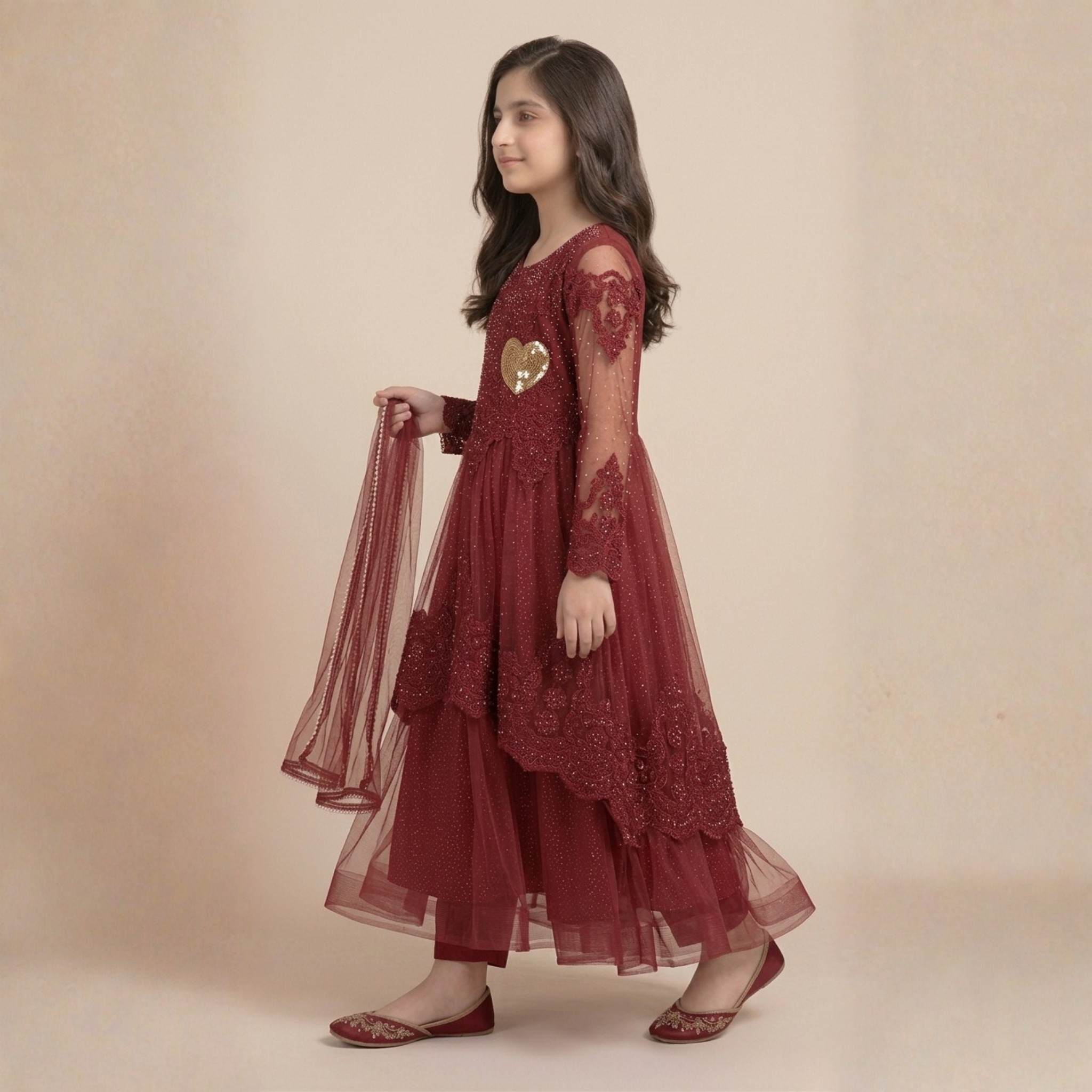 damsel kids maroon unicorn net frock with pants – glitter party dress for girls damsel kids maroon unicorn net frock with pants – glitter party dress for girls